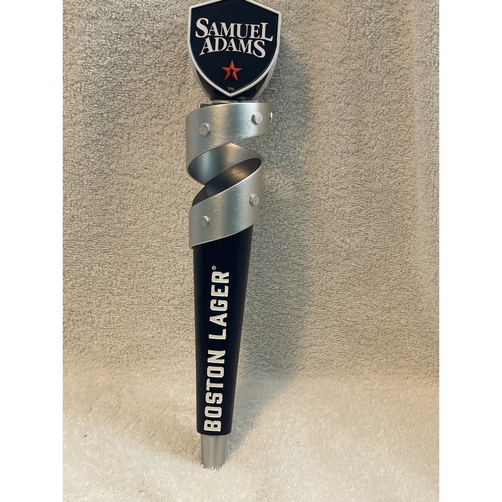Samuel Sam Adams Boston Lager Tap Handle Silver Ribbon Logo -